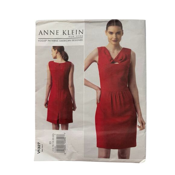 VOGUE Anne Klein Twist Front Pleated Dress Pattern V1327 Size E5 Uncut Career - Picture 1 of 5